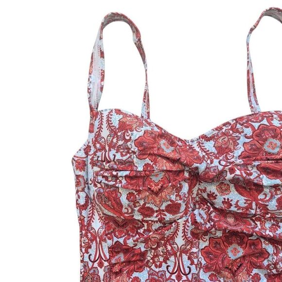 Niptuck Women's Red/Baby Blue/White Nylon Spandex Multifit Cup One Piece Swimsui - Picture 4 of 10